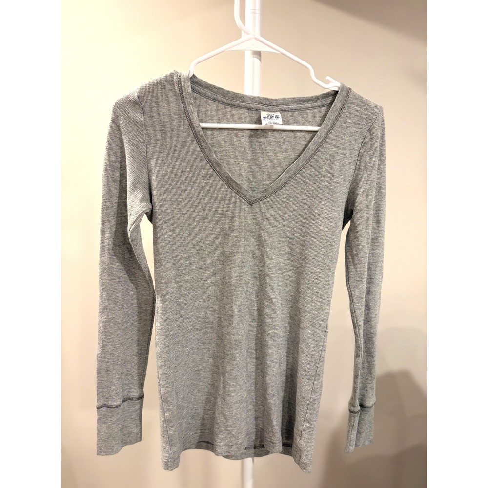 Coquette Victoria's Secret Pink Y2K Heather Gray Waffle Knit Thermal Top Medium